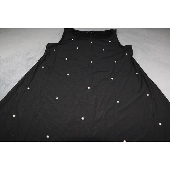 Roz & Ali Black Sleeveless Dress Women’s Pearl Embellished A-Line Tank Style L - Picture 2 of 9